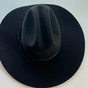 Vtg Larry Mahan By Milano Cowboy Hat 6 7/8 Men's 4X Black Wool Felt USA Made